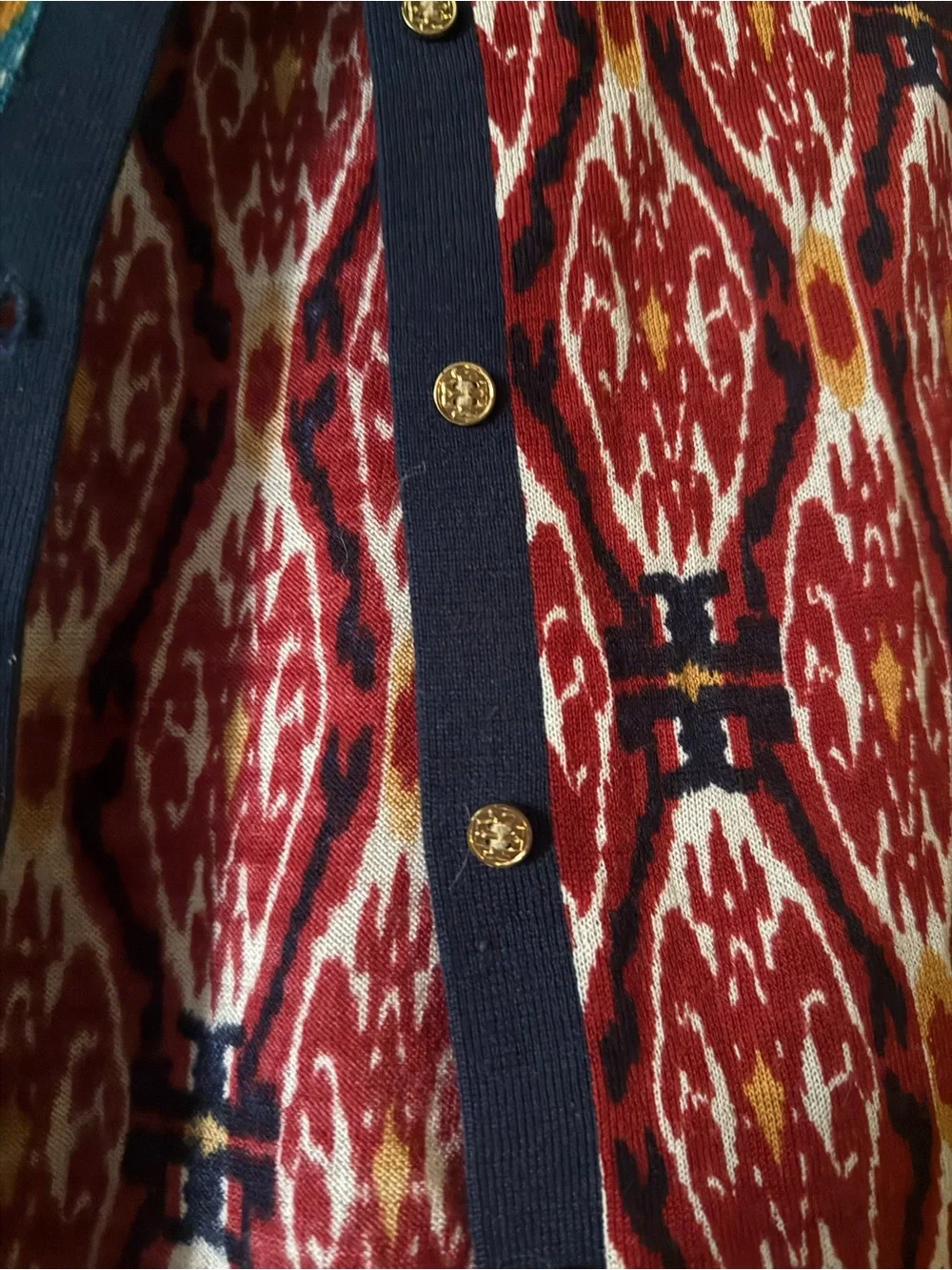 Tory Burch Multicolor Ikat Print Cardigan - merino wool